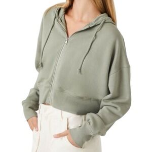 FOREVER 21 Cropped Zip-Up Hoodie Jacket Size Small